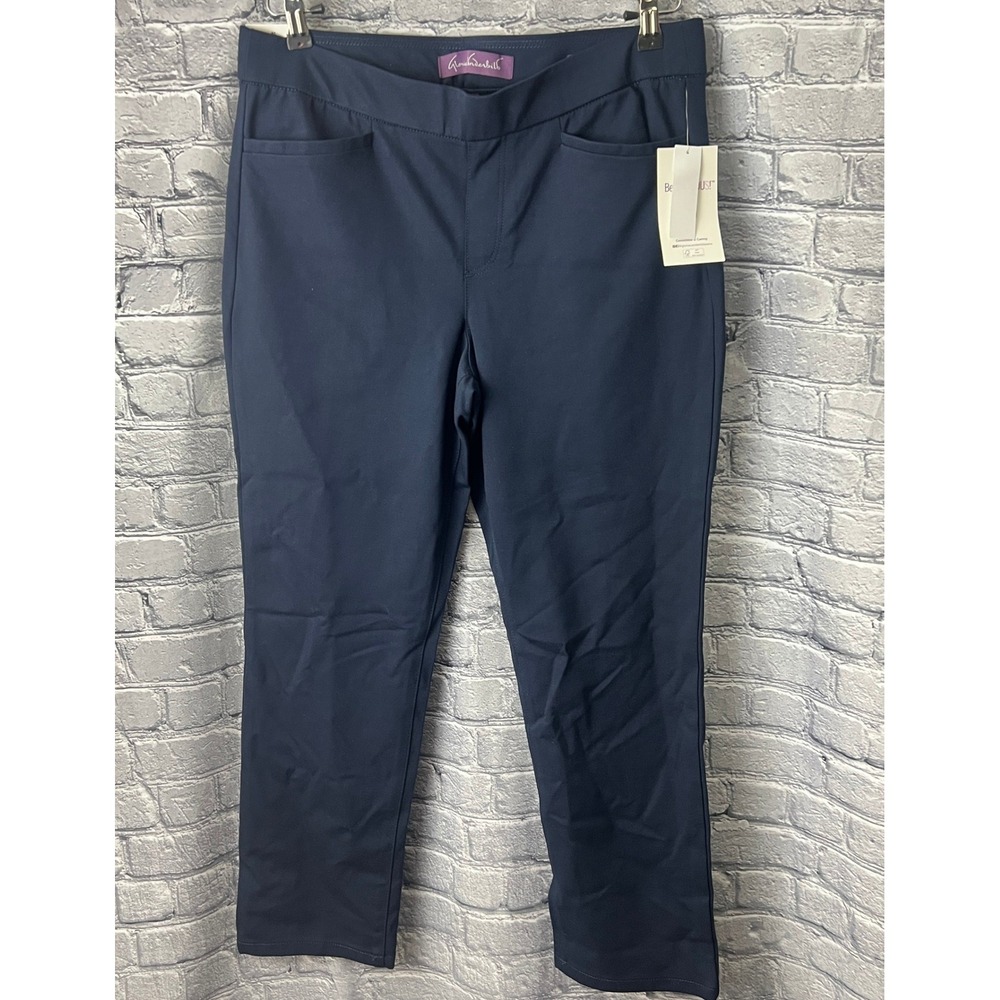 Gloria Vanderbilt Pull on Trouser 4 Pocket Mid Rise Straight Leg Pant Petite 14P
